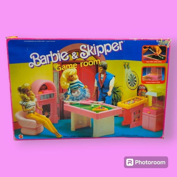Vintage 1988 Barbie & Skipper Game Room - Picture 1 of 9